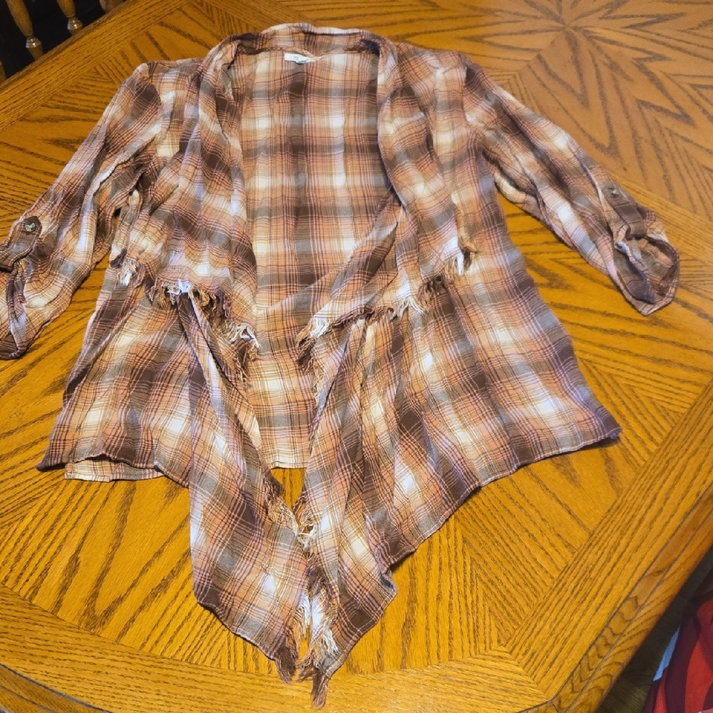 Maurices Brown Plaid Blouse
